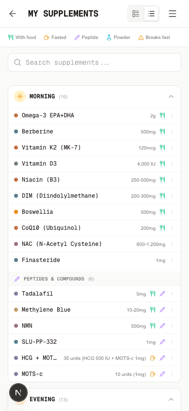 VitaStack supplements list